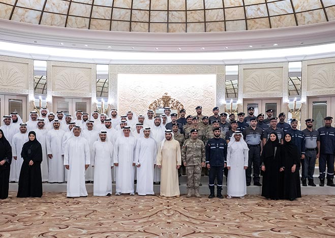 Hamdan bin Zayed receives delegation from Al Dhafra Region government entities, recognises contributions, cooperation