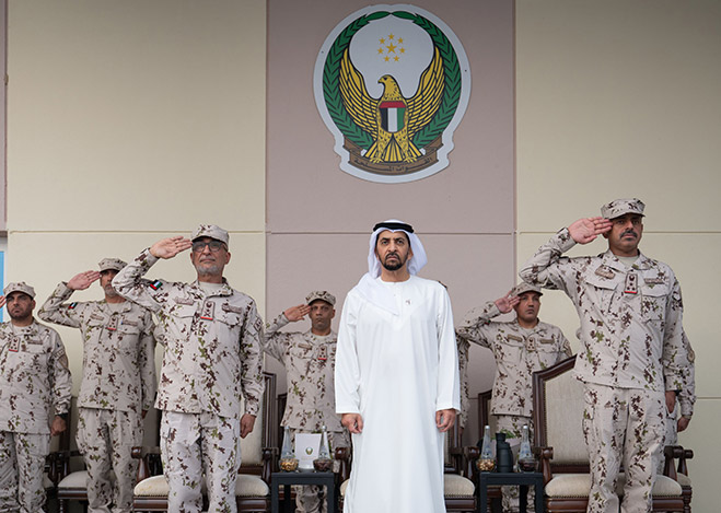 Hamdan bin Zayed attends specialised demonstrations by national service recruits at Liwa Training Centre