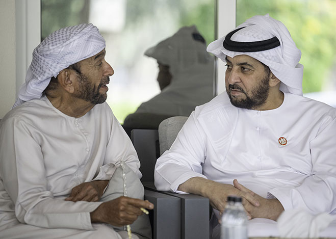 Hamdan bin Zayed visits Surour bin Mohammed, exchanges Eid Al-Fitr greetings