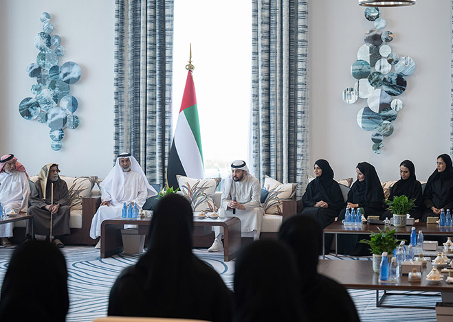 Hamdan bin Zayed meets senior citizens, government employees in Al Dhafra Region