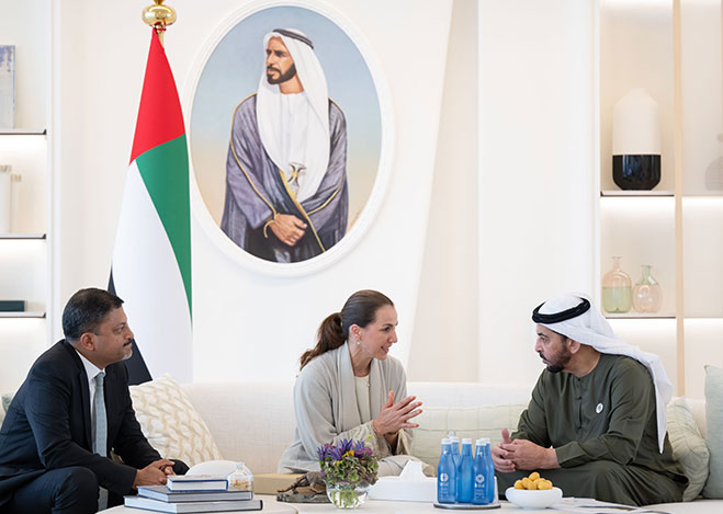 حمدان بن زايد يستقبل مريم المهيري ويطّلع على جهود شركة "براري" في دعم الاستدامة البيئية وتقنيات إدارة الغابات