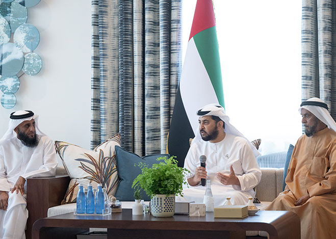 Hamdan bin Zayed receives senior citizens, officials, government employees